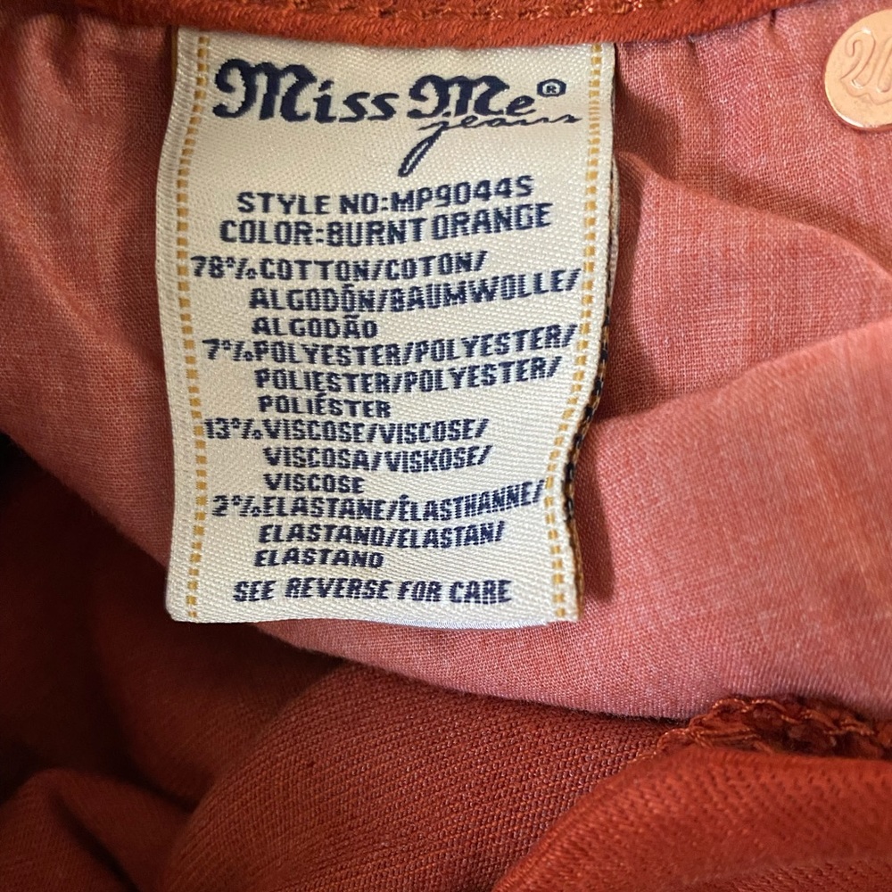*SOLD* Miss Me Flame Orange Mid Rise Skinny Jeans - Picture 6 of 9
